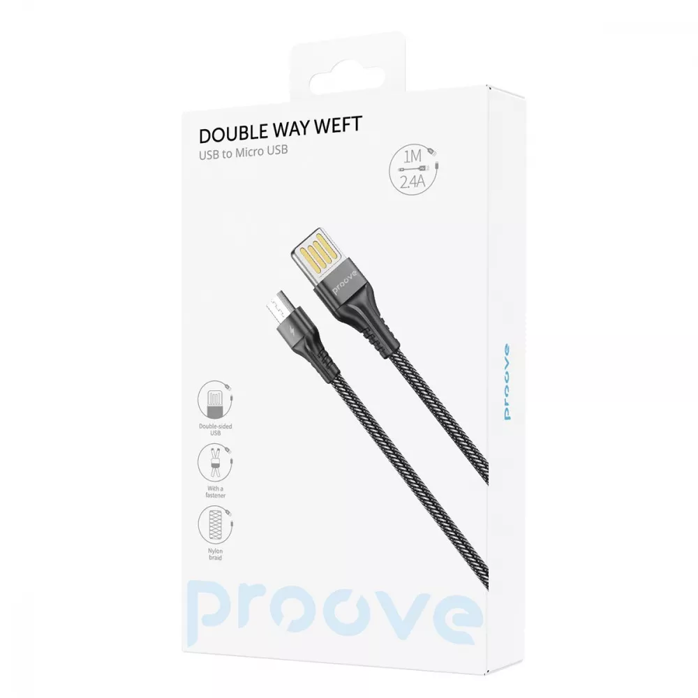 Кабель Proove Double Way Weft USB to  Micro USB 2.4A (1m) — Придбати в Україні - фото 1