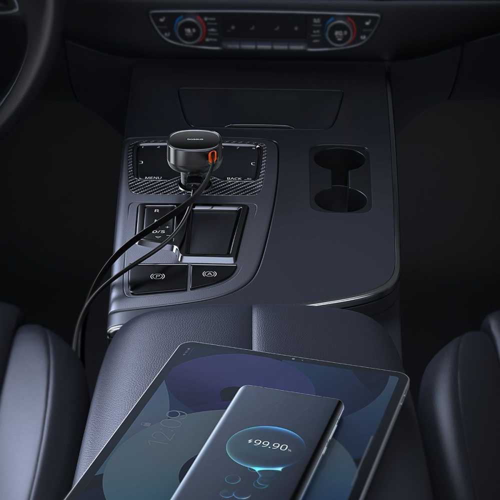 АЗП Baseus Enjoyment Pro Car Charger USB + Retractable Type-C Cable 60W — Придбати в Україні - фото 7