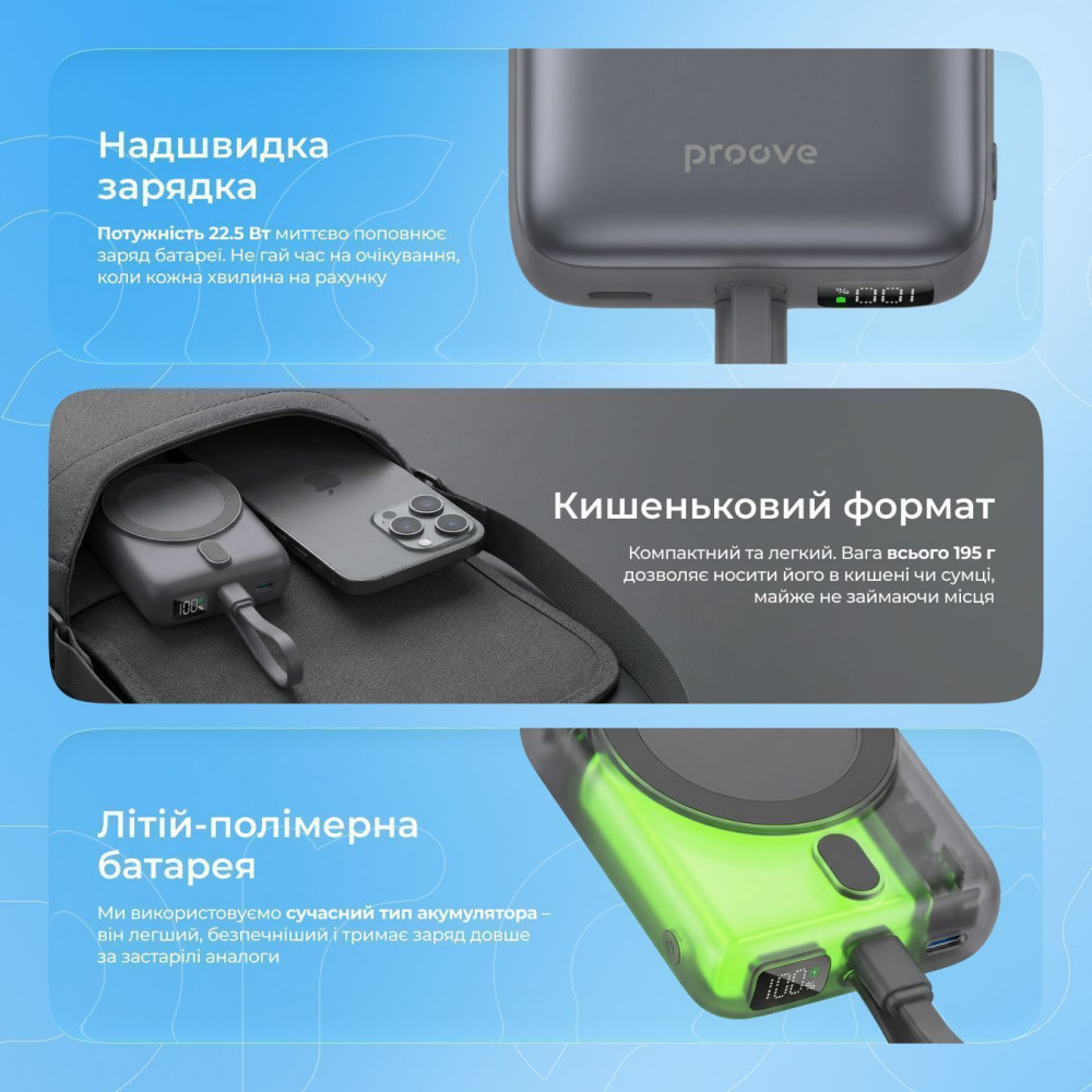 Портативна Батарея Proove Neutron 22.5W 10000mAh — Придбати в Україні - фото 10