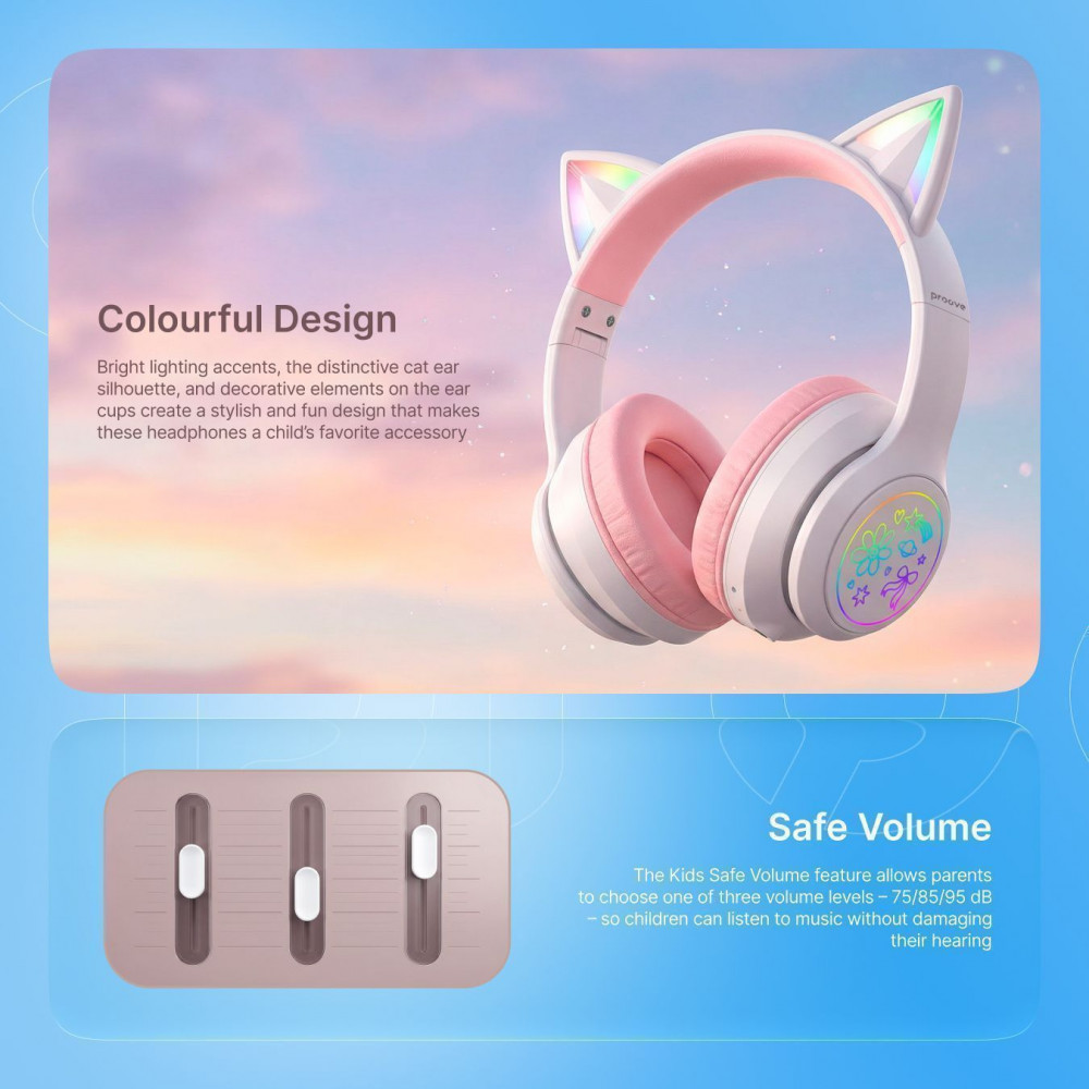 Бездротові навушники Proove Kids Neko (APP) white/pink (HPNK0001AP25) Білий/Рожевий на малюнкі №4
