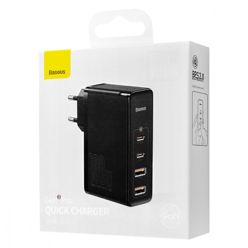 МЗП Baseus GaN2 Pro Quick Charger 100W (2Type-C + 2USB) — Придбати в Україні - фото 1