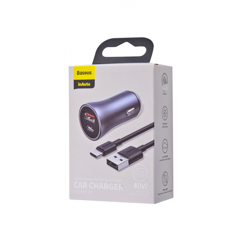 Автомобильное ЗУ Baseus Golden Contactor Pro 40W USB + Type-C (with Cable Type-C 5A (1m)) - фото 7
