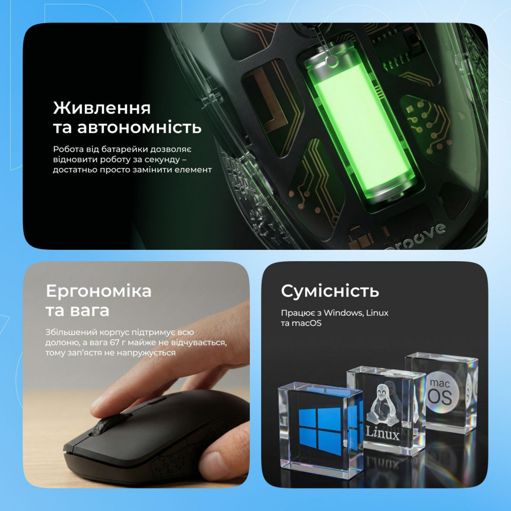 Беспроводная мышь Proove Sweeper white (WMSW00011002) Белый на картинке №5