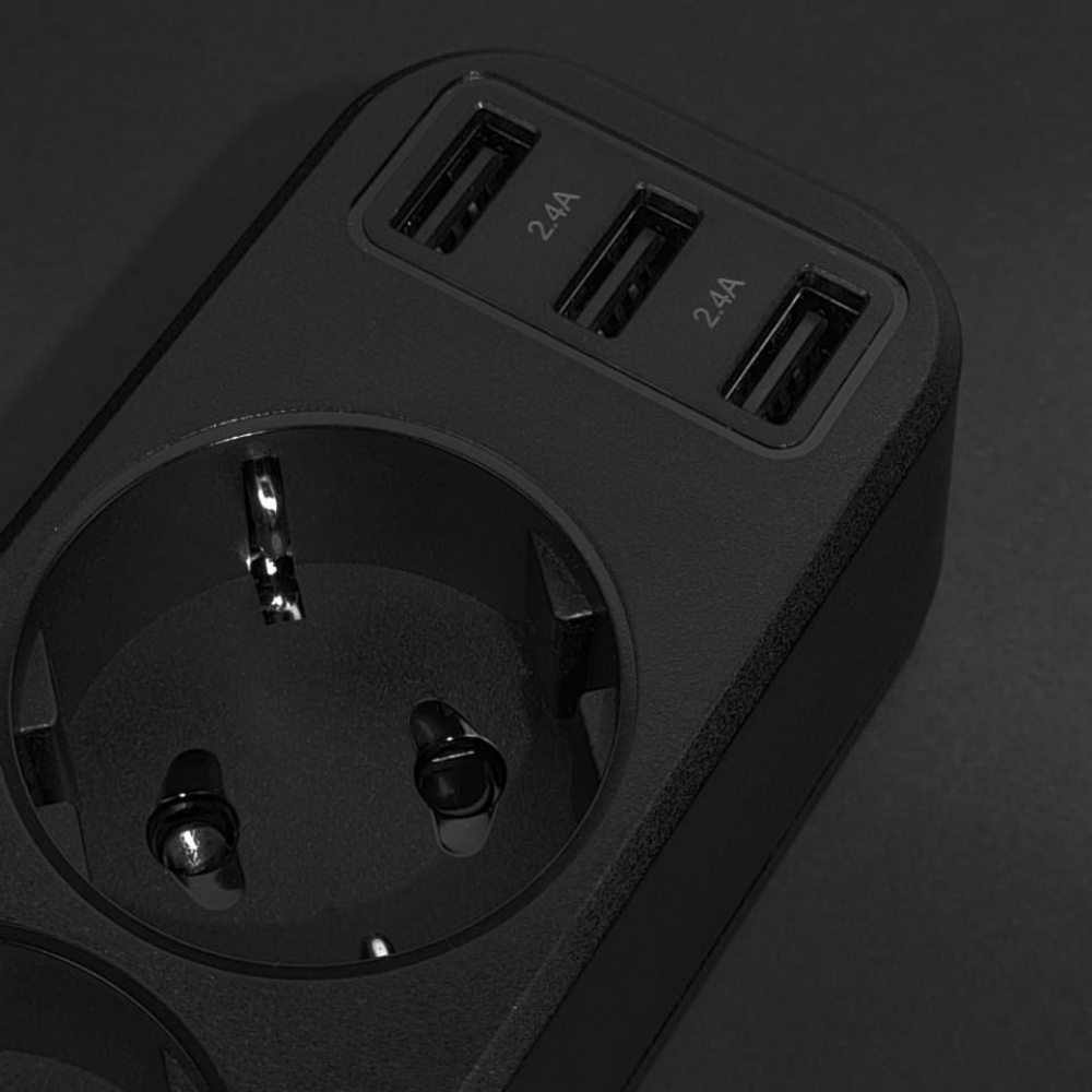 Мережевий фільтр Hoco NS2 (3 розетки + 3 USB) 1.8m — Придбати в Україні - фото 4