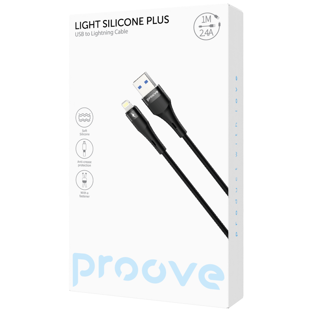 Кабель Proove Light Silicone Plus USB to Lightning 2.4A (1m) - фото 1