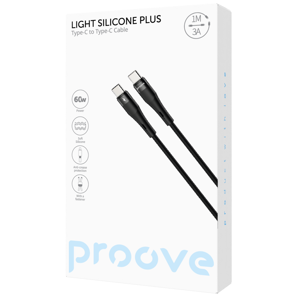 Кабель Proove Light Silicone Plus Type-C to Type-C 60W (1m) — Придбати в Україні - фото 1