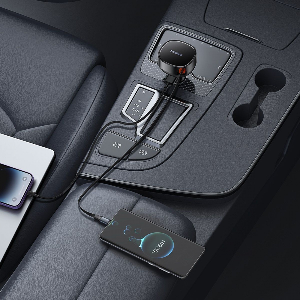 АЗП Baseus Enjoyment Pro Car Charger USB + Retractable Type-C Cable 60W — Придбати в Україні - фото 9