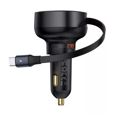 АЗП Baseus Enjoyment Pro Car Charger USB + Retractable Type-C Cable 60W — Придбати в Україні