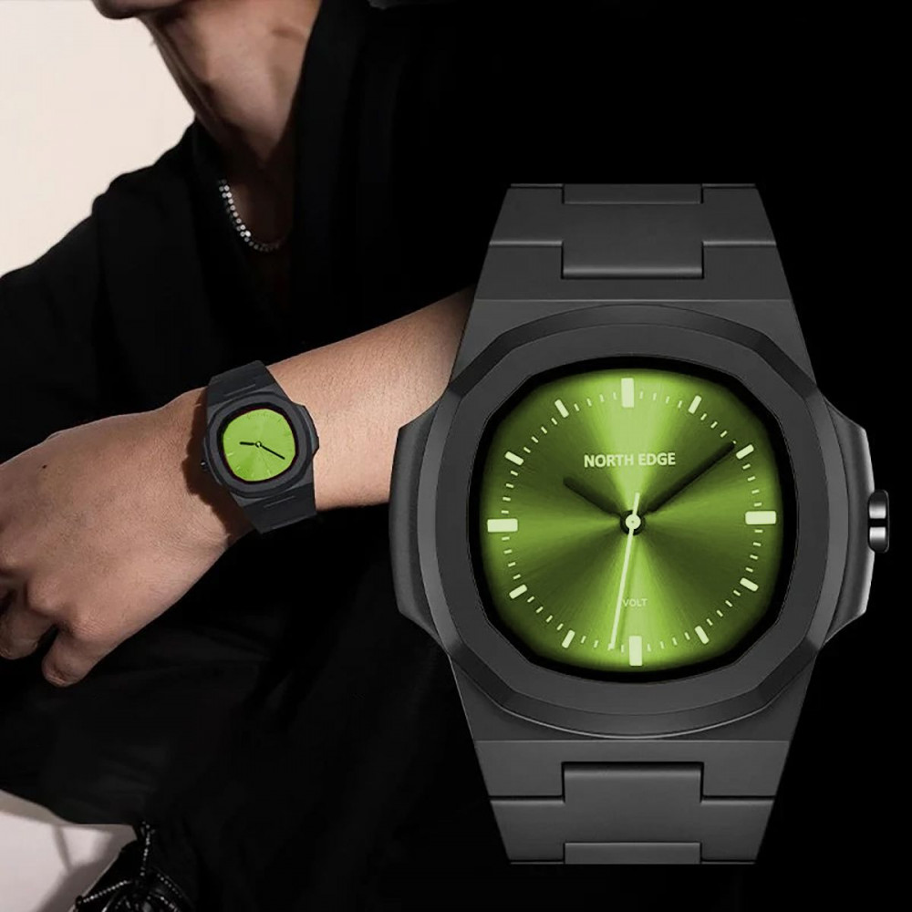 Механічний Годинник NORTH EDGE VOLT black/green на малюнкі №6
