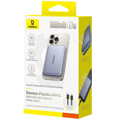 Портативна Батарея Baseus PicoGo Ultra-Slim Qi2 27W 10000mAh — Придбати в Україні