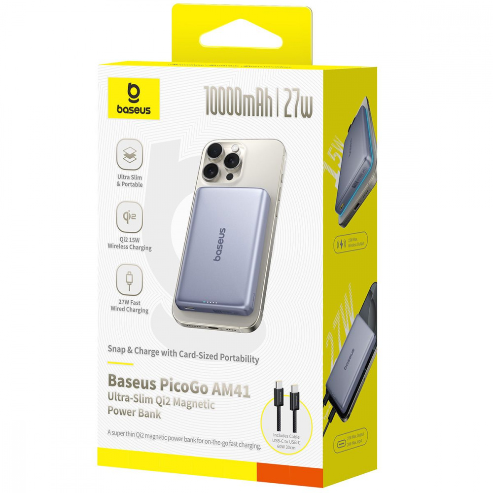 Портативна Батарея Baseus PicoGo Ultra-Slim Qi2 27W 10000mAh — Придбати в Україні - фото 1