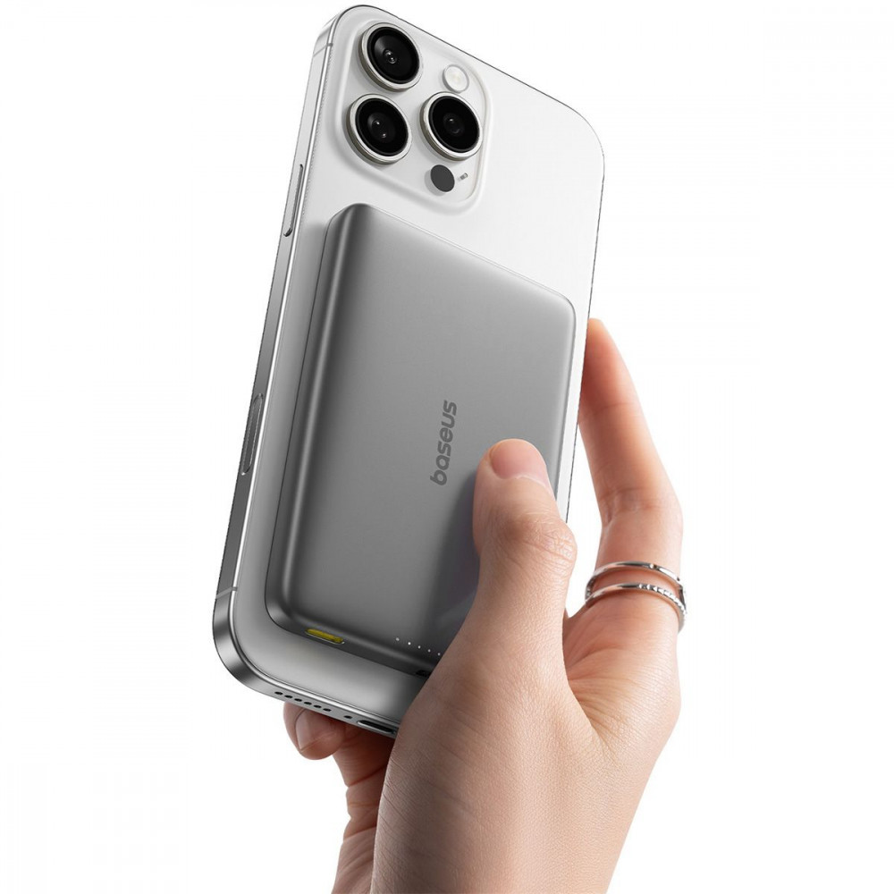 Портативна Батарея Baseus PicoGo Ultra-Slim Qi2 27W 10000mAh silver на малюнкі №6