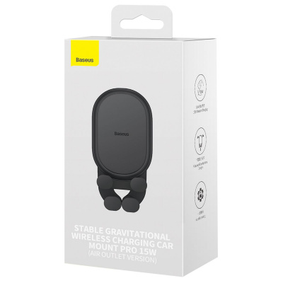 Купить Автодержатель с Беспроводной Зарядкой Baseus Stable Gravitational Car Mount Pro 15W (Air Outlet Version) 45968 - Ncase