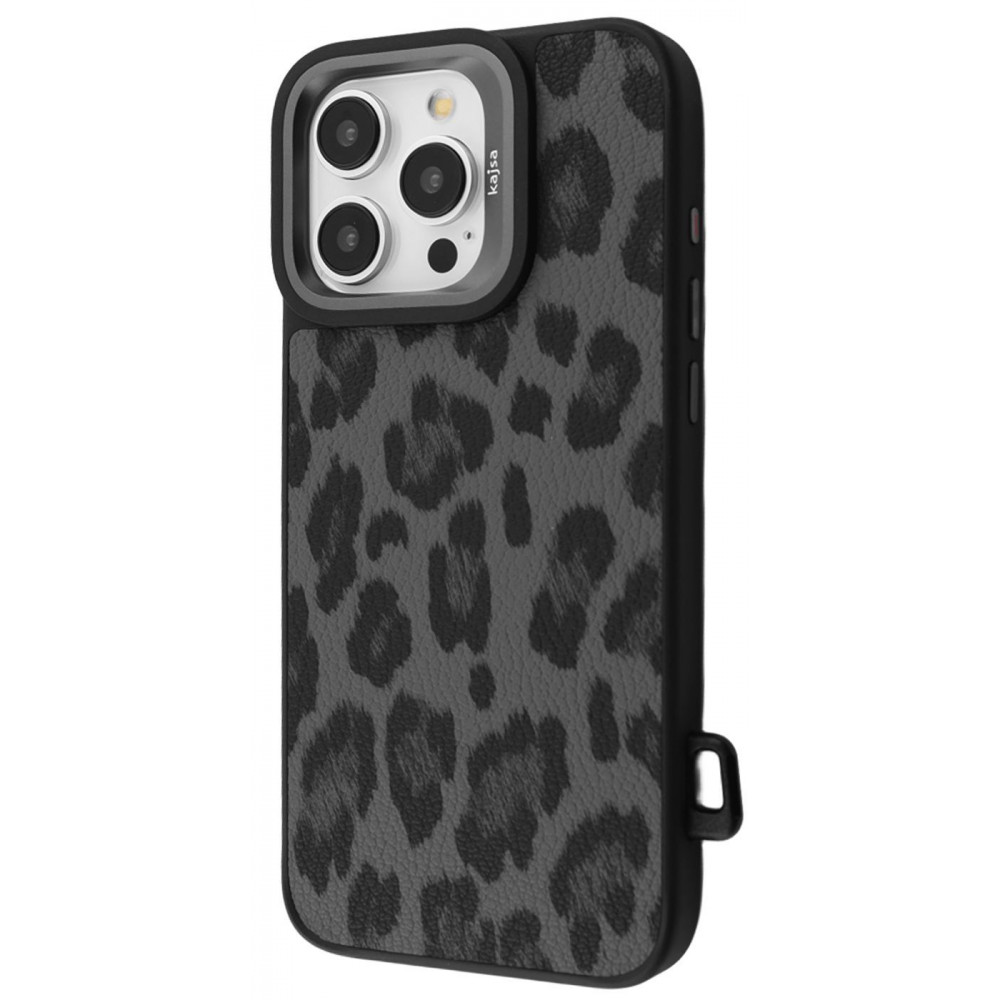 Чехол Kajsa Leopard Pattern with Magnetic Ring iPhone 16 Pro black на картинке №1