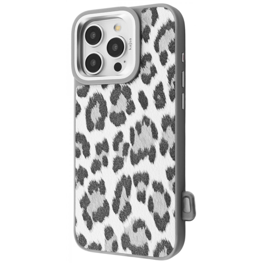 Чехол Kajsa Leopard Pattern with Magnetic Ring iPhone 16 Pro gray на картинке №1