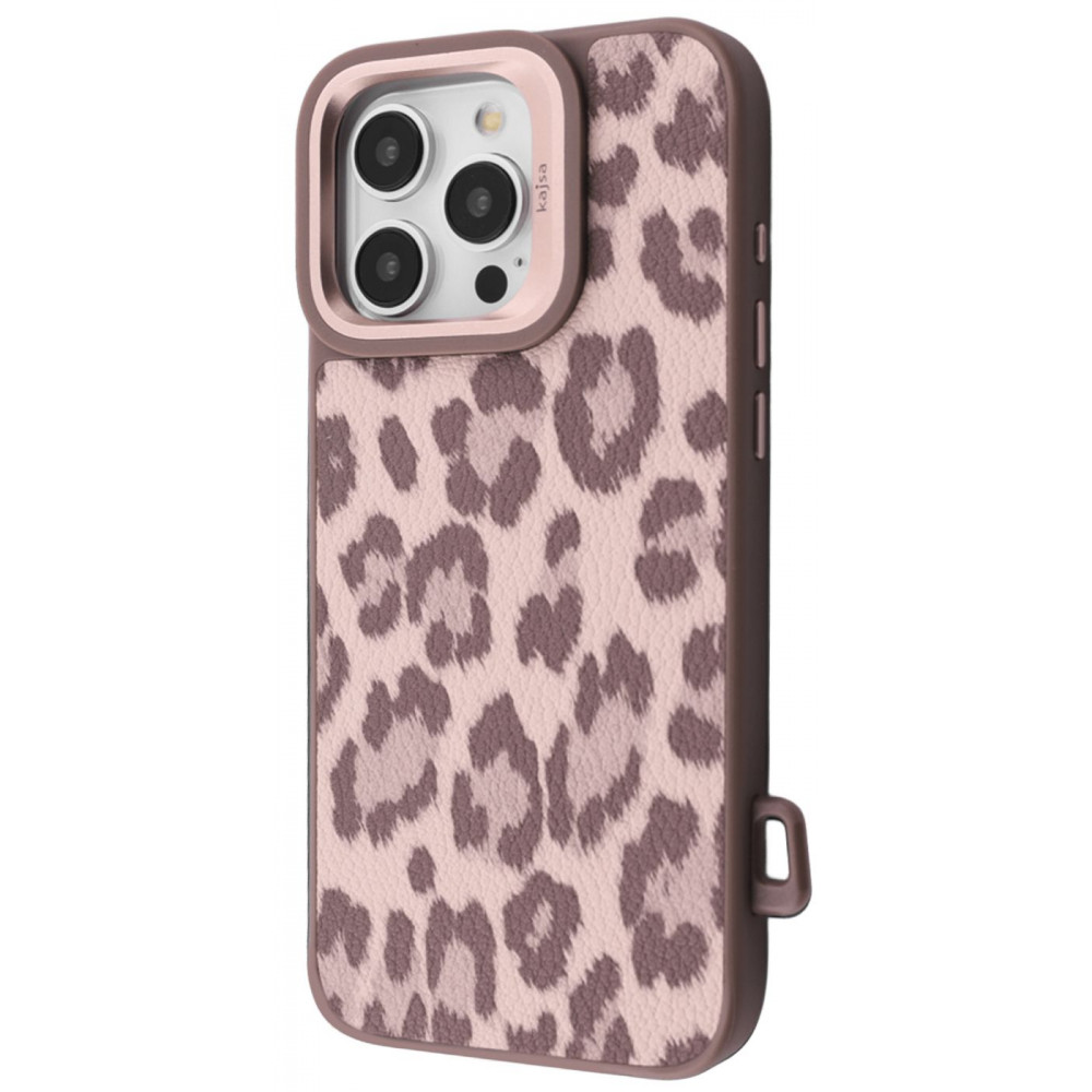 Чохол Kajsa Leopard Pattern with Magnetic Ring iPhone 16 Pro Max desert titanium на малюнкі №1