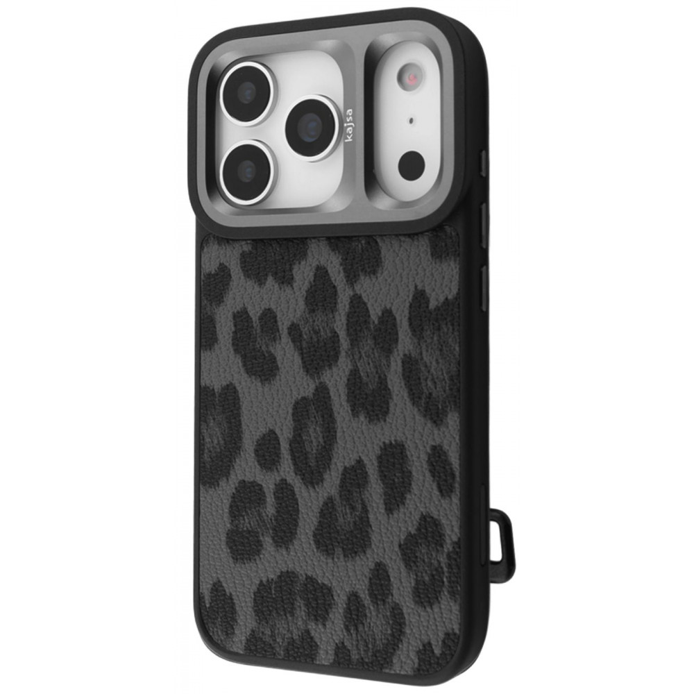 Чехол Kajsa Leopard Pattern with Magnetic Ring iPhone 17 Pro black на картинке №1