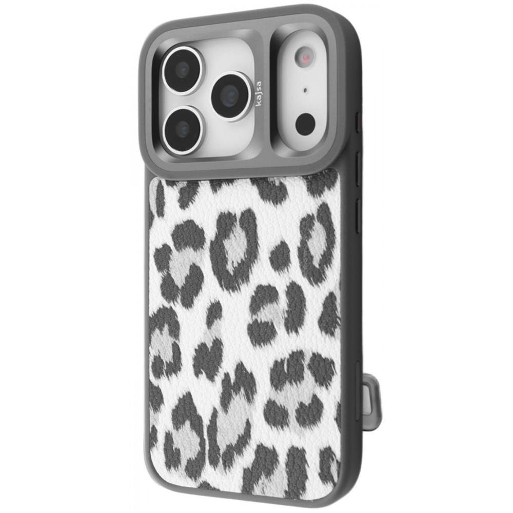 Чехол Kajsa Leopard Pattern with Magnetic Ring iPhone 17 Pro gray на картинке №1