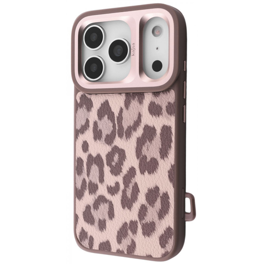 Чехол Kajsa Leopard Pattern with Magnetic Ring iPhone 17 Pro Max desert titanium на картинке №1