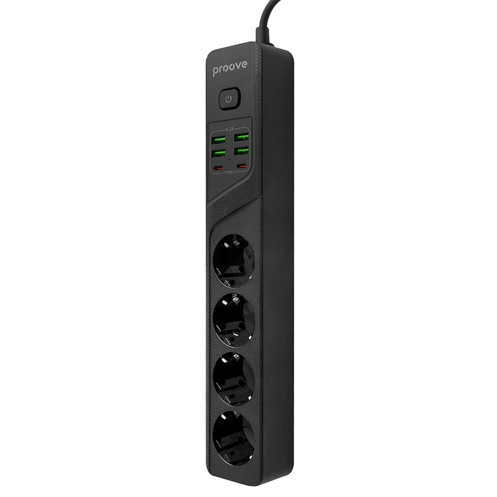 Мережевий фільтр Proove Power Strip P-04 (4 розетки + 4 USB + 2 Type-C) 3M black на малюнкі №3