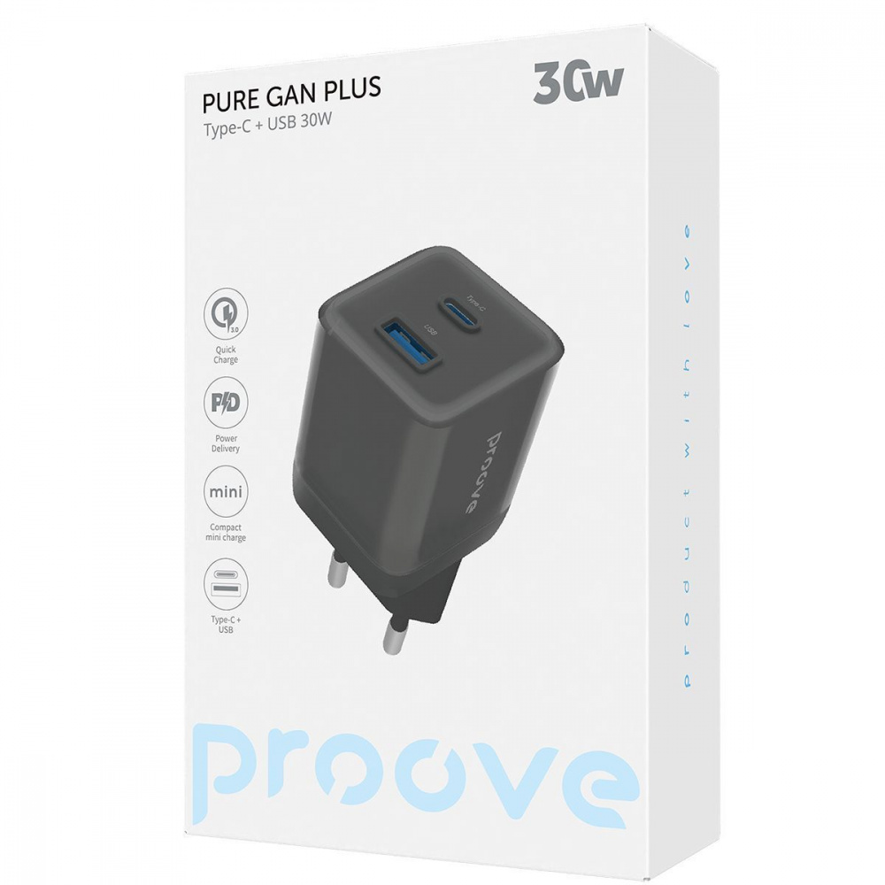 СЗУ Proove Pure GaN Plus 30W (Type-C + USB) - фото 1