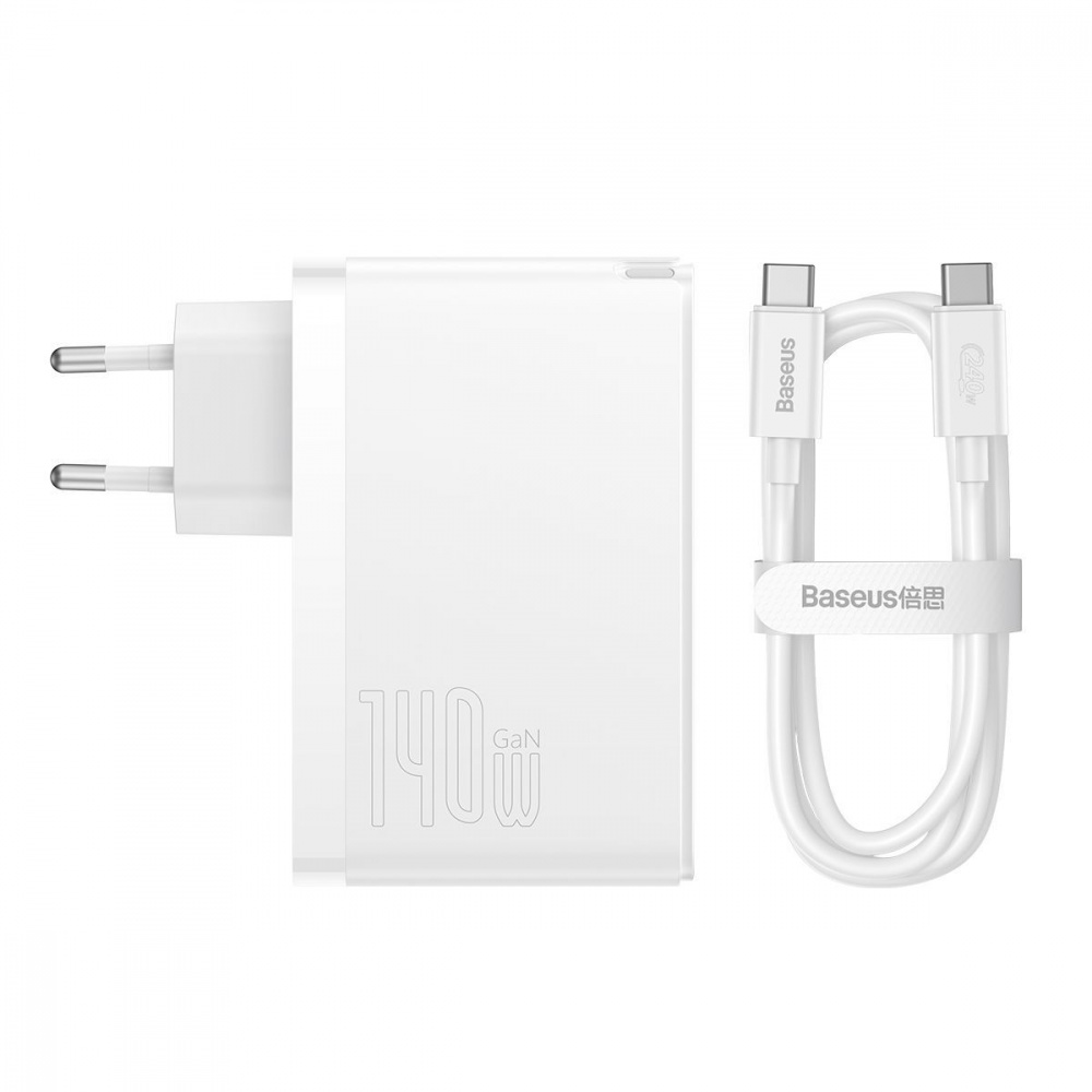 СЗУ Baseus GaN5 Pro 140W (2 x Type-C + USB) + Кабель Type-C + Type-C 240W 1m - фото 7