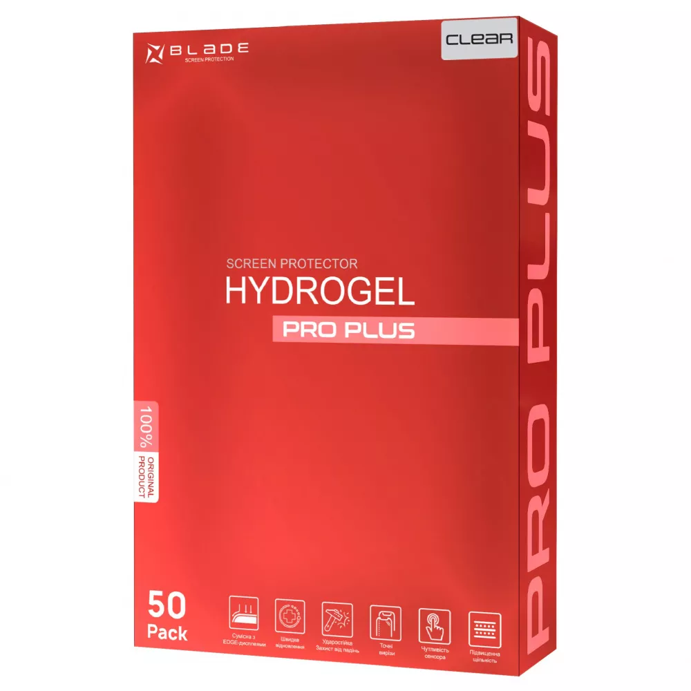 Захисна гідрогелева плівка BLADE Hydrogel Screen Protection PRO PLUS (clear glossy) — Придбати в Україні
