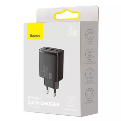 МЗП Baseus Compact Quick Charger 30W (Type-C + 2USB) — Придбати в Україні