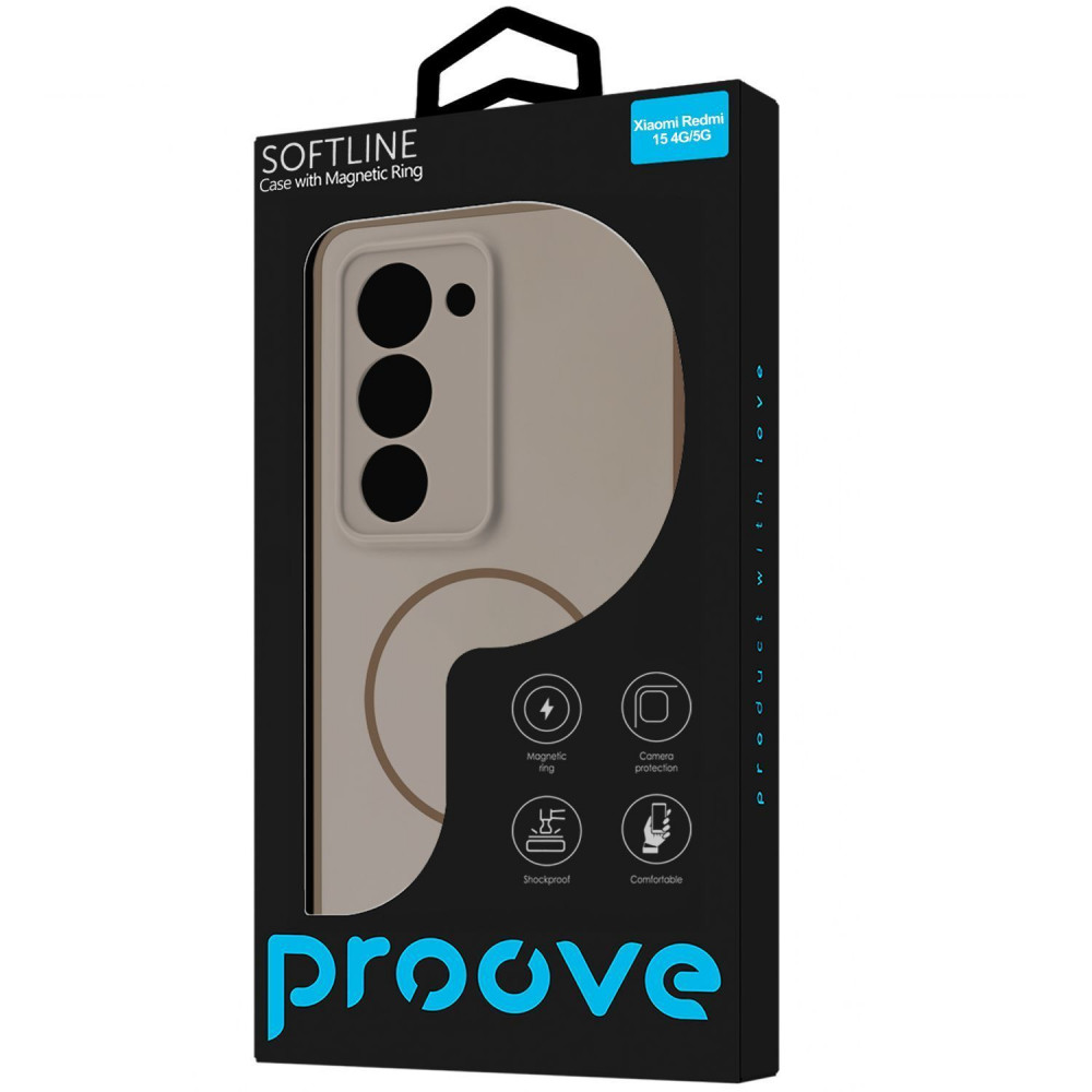Чехол Proove Softline Case with Magnetic Ring Xiaomi Redmi 15 4G/5G 169.5mm beige (PCLCXRMI1581) Бежевый на картинке №2