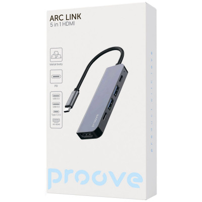 Type-C-Хаб Proove Arc Link 5 in 1 (2*Type-C + 2*USB3.0 + HDMI) — Придбати в Україні