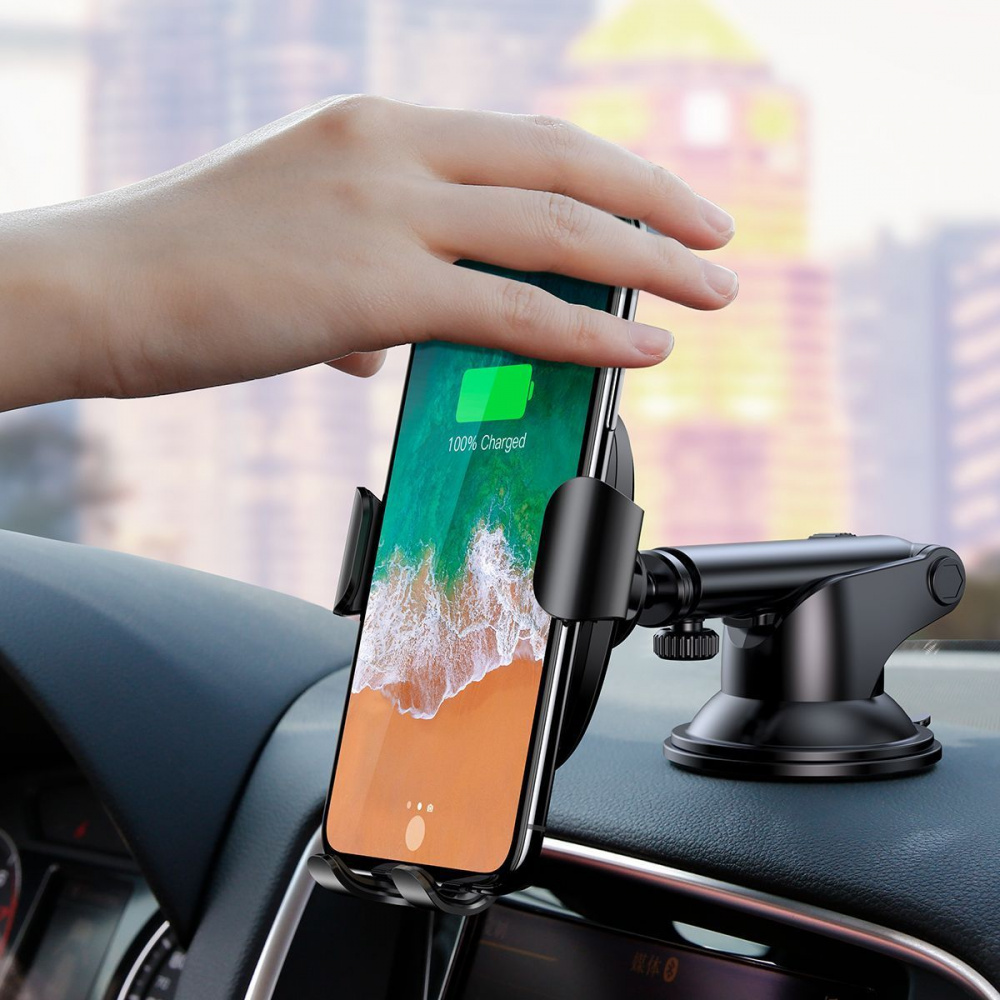 Автомобільний тримач з Бездротовим ЗП Baseus Gravity Car Mount (Osculum Type) 1.7A — Придбати в Україні - фото 1