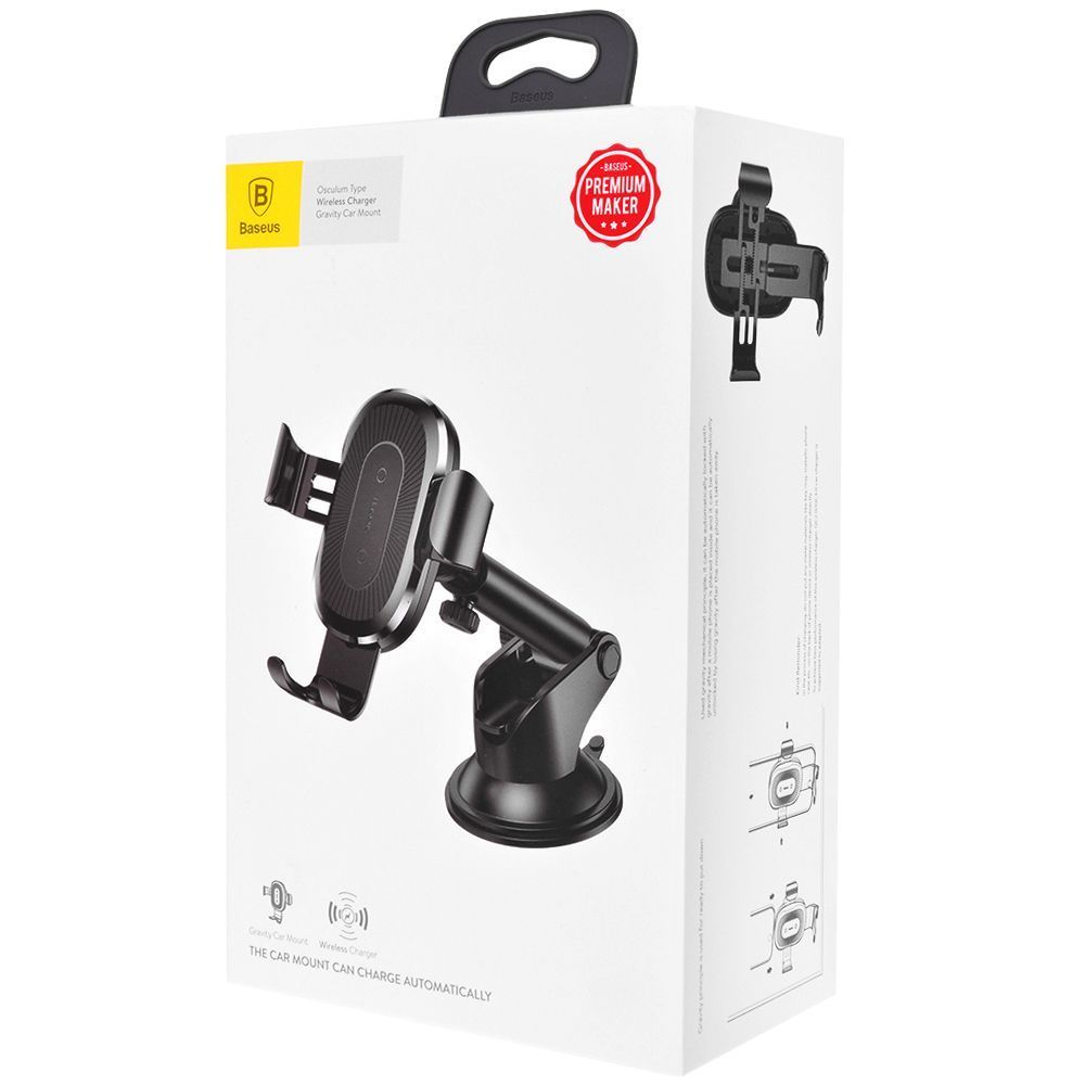 Автомобільний тримач з Бездротовим ЗП Baseus Gravity Car Mount (Osculum Type) 1.7A — Придбати в Україні