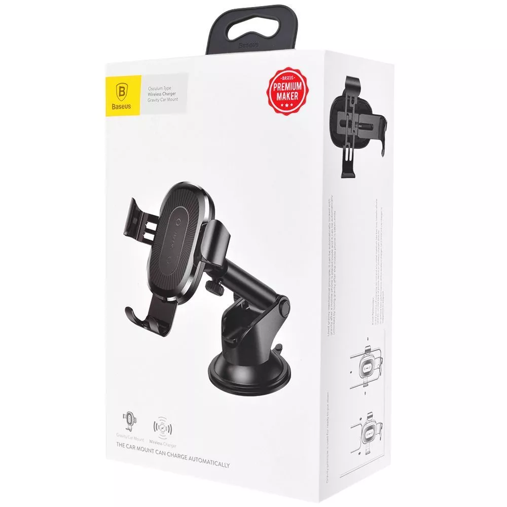 Автомобільний тримач з Бездротовим ЗП Baseus Gravity Car Mount (Osculum Type) 1.7A — Придбати в Україні