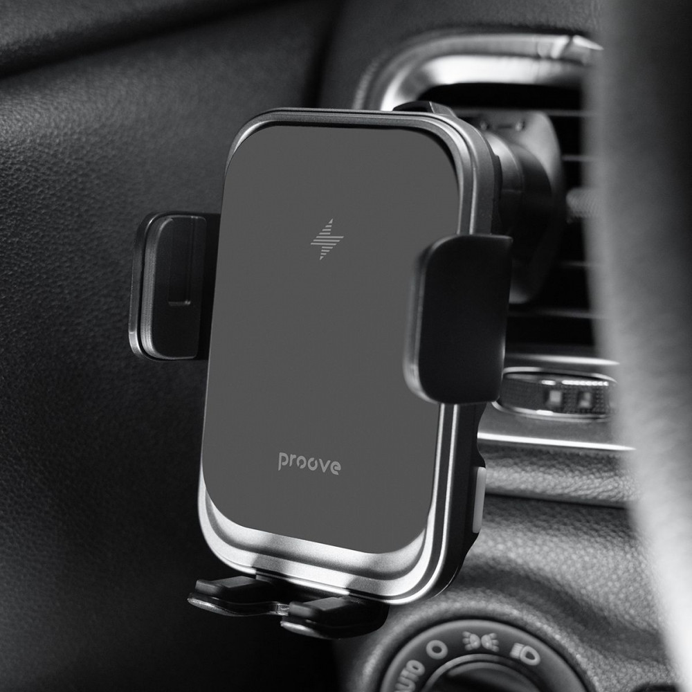 Автодержатель с Беспроводной Зарядкой Proove Nitro Charge 15W dark gray на картинке №3