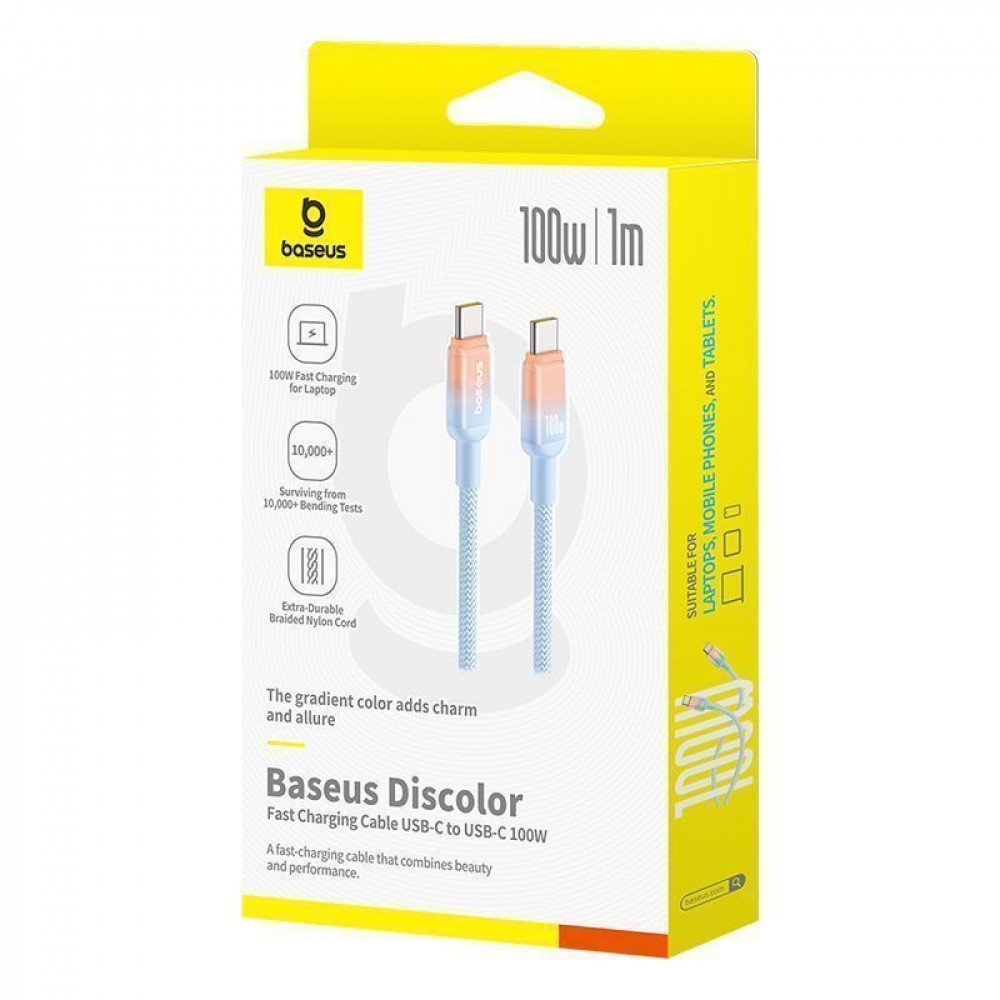 Кабель Baseus Discolor Series Fast Charging Type-C to Type-C 100W (1m) — Придбати в Україні - фото 1