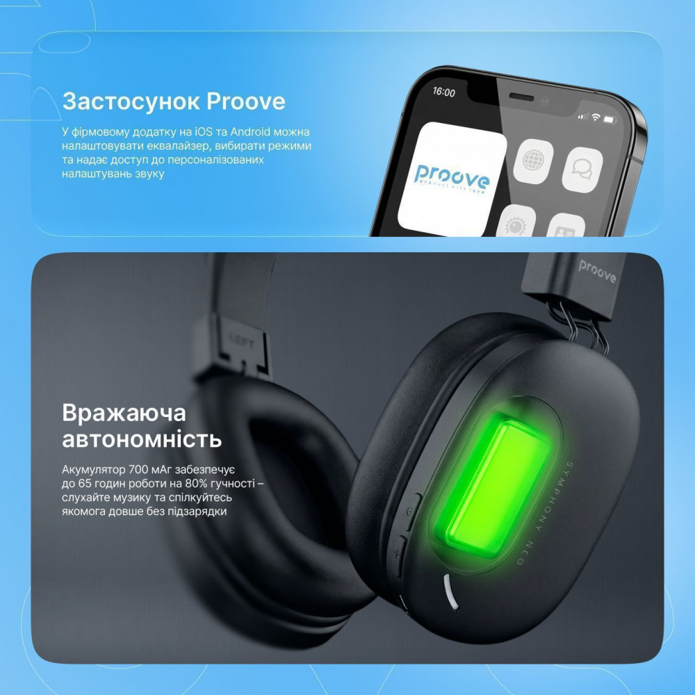 Бездротові навушники Proove Symphony Neo (APP) black (HPSN0001AP01) Чорний на малюнкі №7