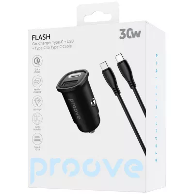 Купить АЗП Proove Flash 30W (Type-C + USB) + Cable Type-C to Type-C 63266 - Ncase