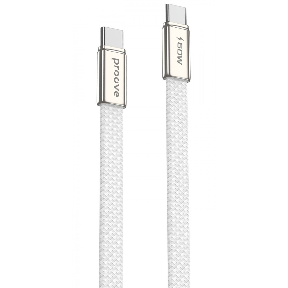 Кабель Proove AirLine Type-C to Type-C 60W (1m) white на малюнкі №1