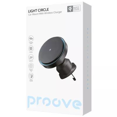 Автомобільний тримач з Бездротовим ЗП Proove Light Circle 15W — Придбати в Україні