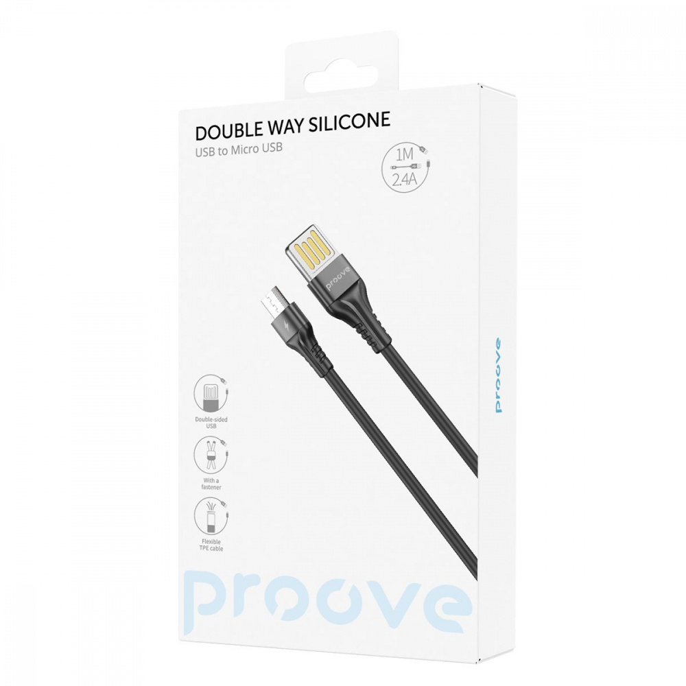 Кабель Proove Double Way Silicone Micro USB 2.4A (1m) - фото 1