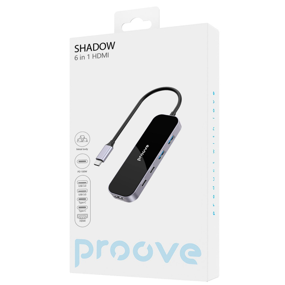 Type-C-Хаб Proove Shadow (2*USB3.0 + Type-C + PD100W + HDMI) — Придбати в Україні - фото 1