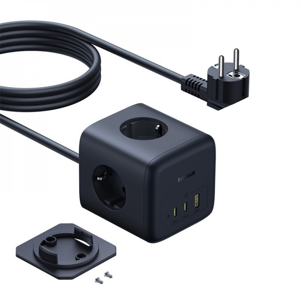 Мережевий фільтр Baseus EnerFill FA11 Cube Power Strip (3xAC + USB + 1xType-C 67W) (1.5m) black (E00082100123-00) Чорний на малюнкі №3