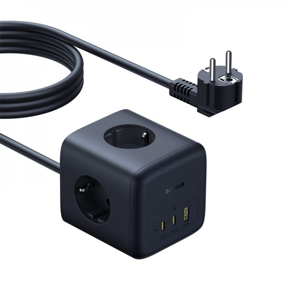 Мережевий фільтр Baseus EnerFill FA11 Cube Power Strip (3xAC + USB + 1xType-C 67W) (1.5m) black (E00082100123-00) Чорний на малюнкі №4