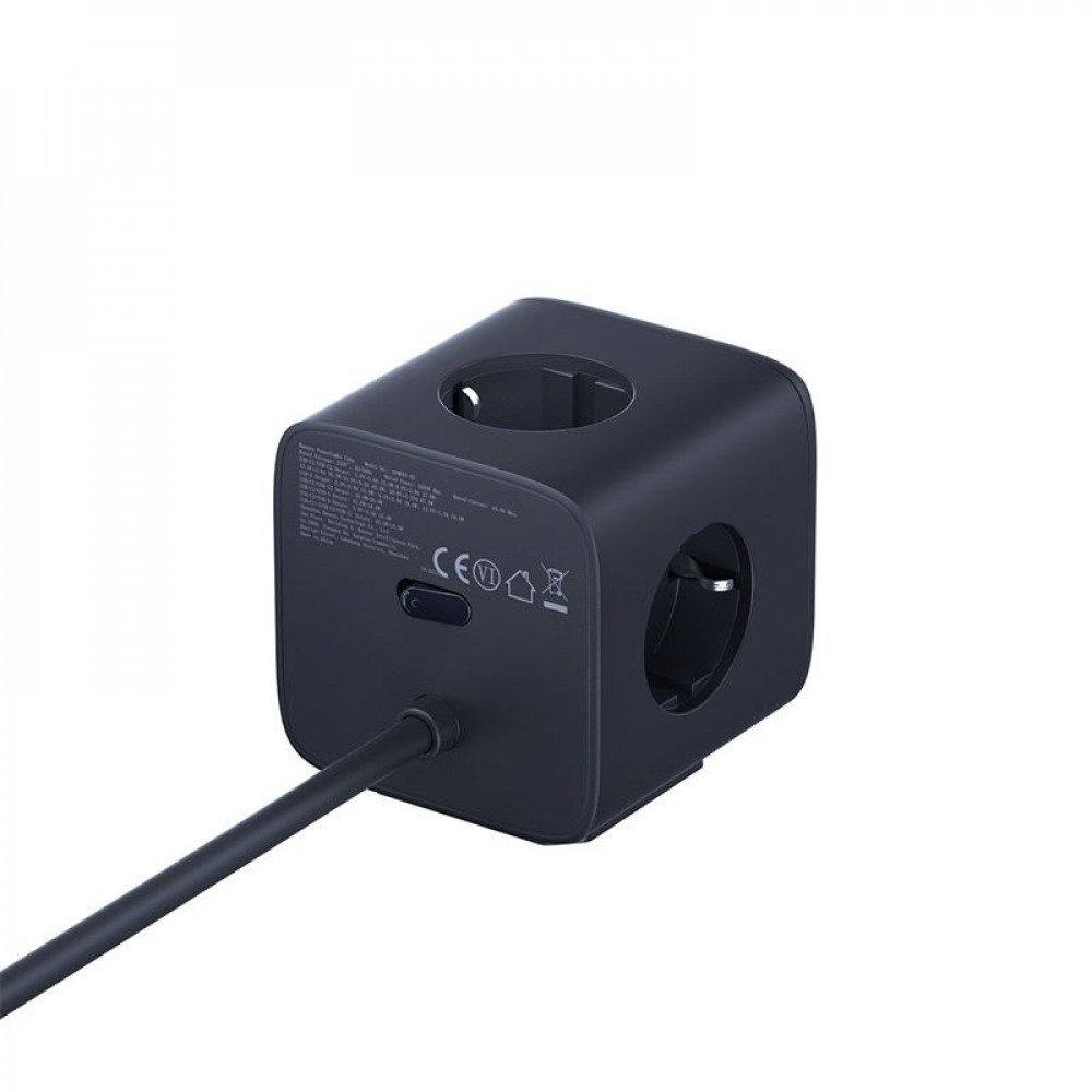 Мережевий фільтр Baseus EnerFill FA11 Cube Power Strip (3xAC + USB + 1xType-C 67W) (1.5m) black (E00082100123-00) Чорний на малюнкі №5