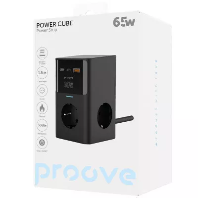 Мережевий фільтр Proove Power Cube 65W (3xAC + 2xType-C + 1xUSB) 1.5m — Придбати в Україні