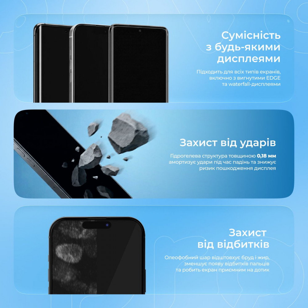 Захисна гідрогелева плівка Proove Hydrogel Screen Protection PRO Clear — Придбати в Україні - фото 5