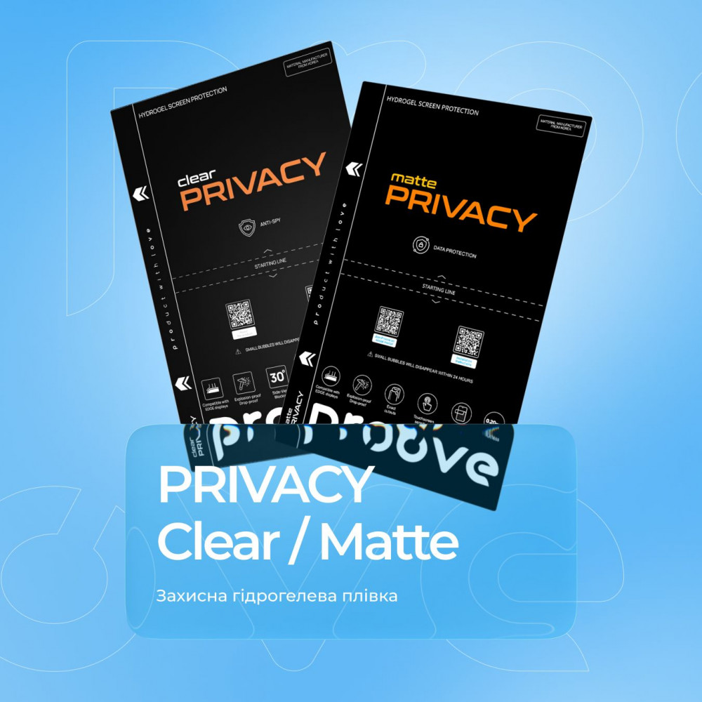 Защитная гидрогелевая пленка Proove Hydrogel Screen Protection PRIVACY Clear - фото 2