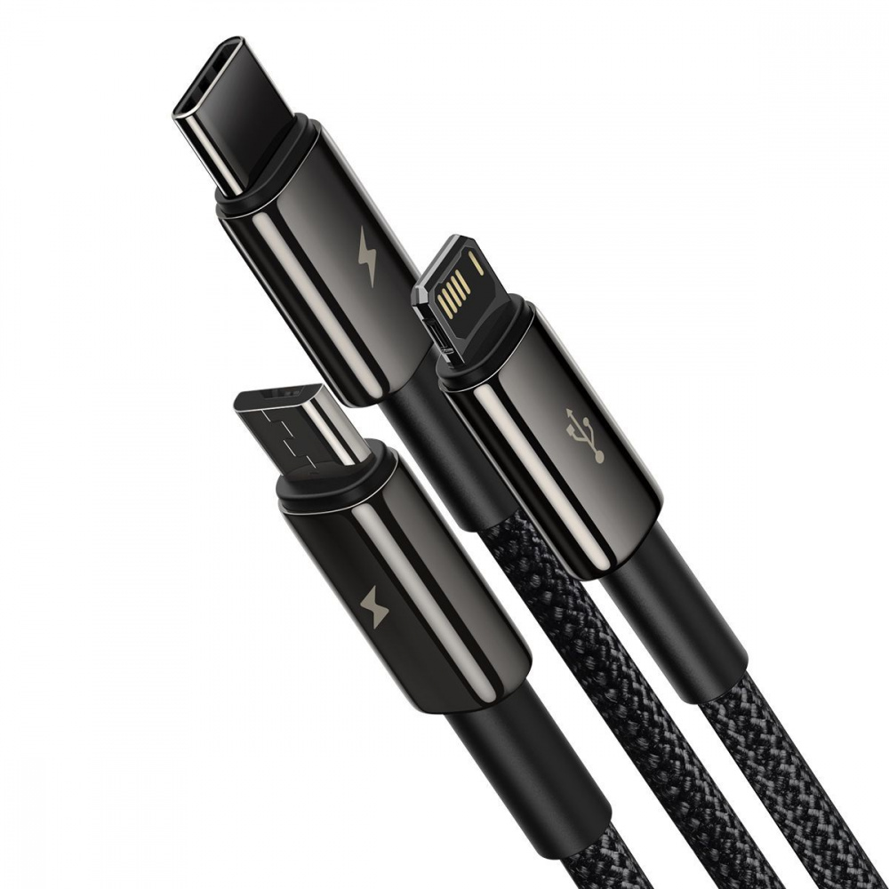 Cable Baseus Tungsten Gold One-for-three Fast Charging Data 3-in-1 (Micro USB+Lightning+Type-C) 3.5 - фото 8