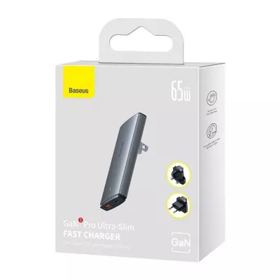 МЗП Baseus GaN5 Pro Ultra-Slim 65W (Type-C + USB) + Кабель Type-C to Type-C 100W (1м) — Придбати в Україні