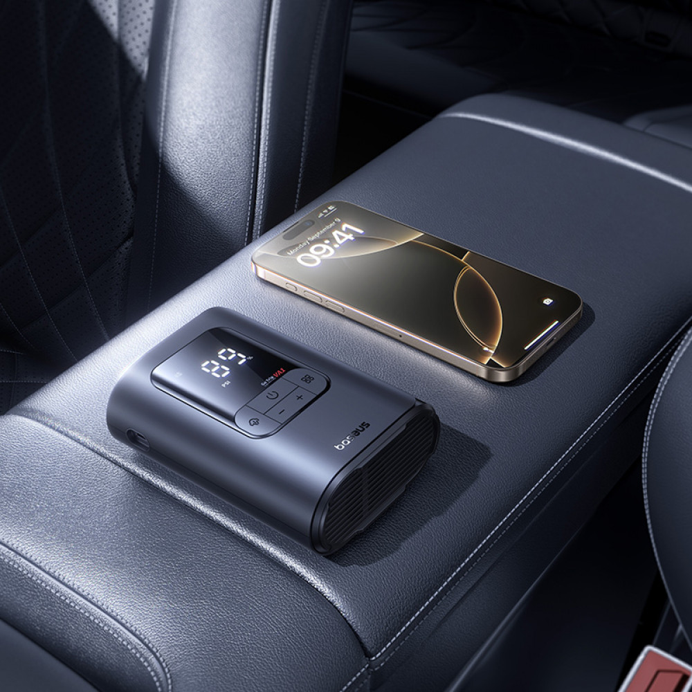 Автомобильный насос Baseus GoTrip VA1 Super Mini 100W (Wired) black (C0119701) Черный на картинке №7